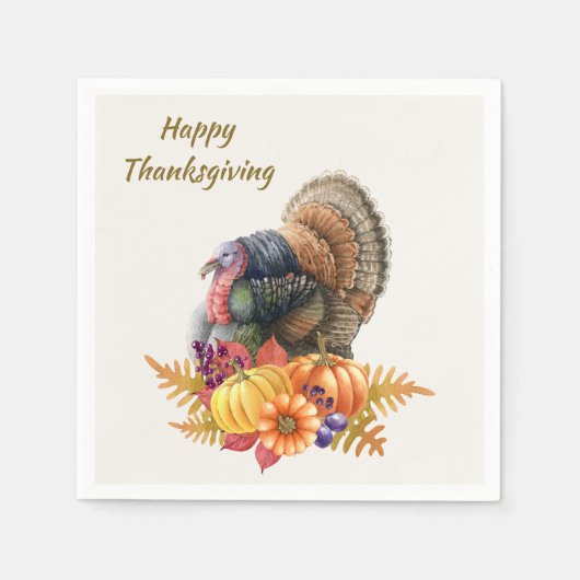 Truthahn Kürbisse Thanksgiving Serviette (Vorderseite)