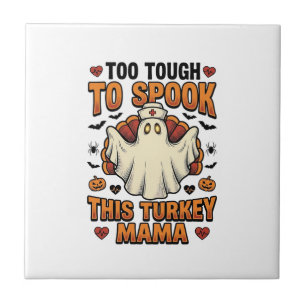 Truthahn-Mama-Halloween-Shirt mit Vintage-Nurse-Gh Fliese