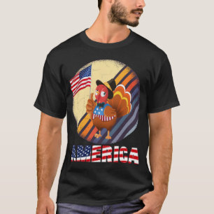 Truthahn mit amerikanischer Flagge, vintage 4. Jul T-Shirt