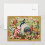 Truthahn mit Flagge - Erntedankgrüße Postkarte (Vorne/Hinten)