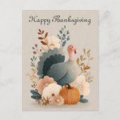 Truthahn mit Herbstlaub Frohes Erntedankfest Paste Postkarte (Vorderseite)