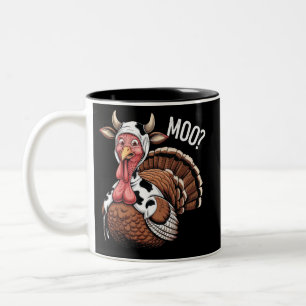 Truthahn-Moo lustiges Erntedankfest Zweifarbige Tasse