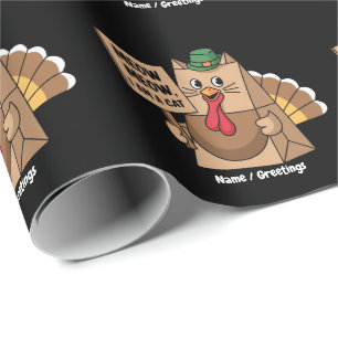 Truthahn-Papiertüten-Miau Lustiger Thanksgiving-Ka Geschenkpapier