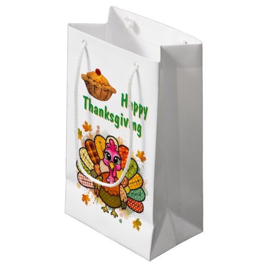 Truthahn-Patchwork-Thanksgiving Kleine Geschenktüte (Vorderseite Schrägansicht)