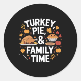 Truthahn-Pie und Familienzeit Thanksgiving-Mahlzei Runder Aufkleber