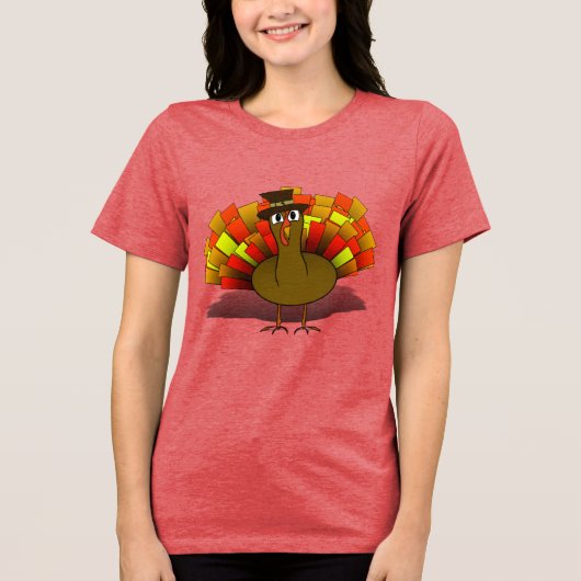 Truthahn-Pilger-Dankfest Tri-Blend Shirt (Vorderseite)