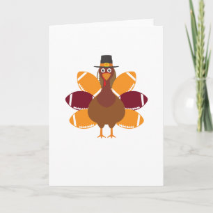 Truthahn, Pilger und Football-Thanksgiving-Tag Karte