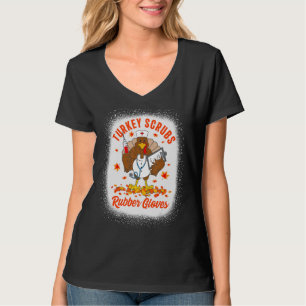 Truthahn putzt Gummihandschuhe Erntedank Truthahn T-Shirt