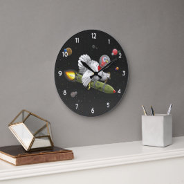 Truthahn Rakete im Weltraum Große Wanduhr