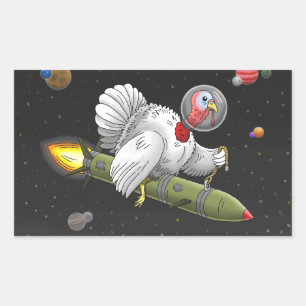 Truthahn-Rakete im Weltraum Rechteckiger Aufkleber