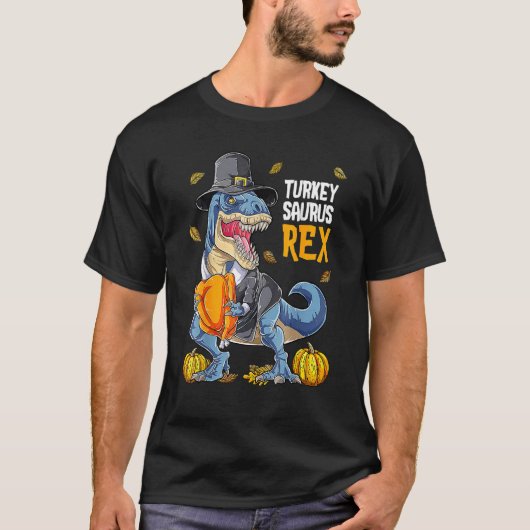 Truthahn Saurus Rex Pilger Rex Herbstgefühle Dankf T-Shirt (Vorderseite)