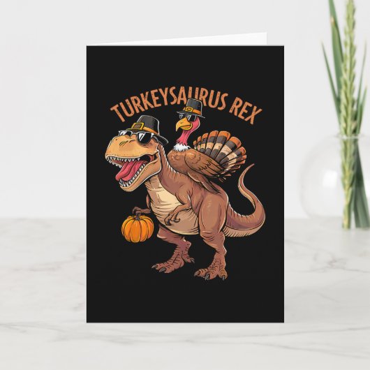 Truthahn Saurus Rex Truthahn Dino Erntedankfest Kl Karte (Vorderseite)