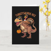 Truthahn Saurus Rex Truthahn Dino Erntedankfest Kl Karte (Gelbe Blume)