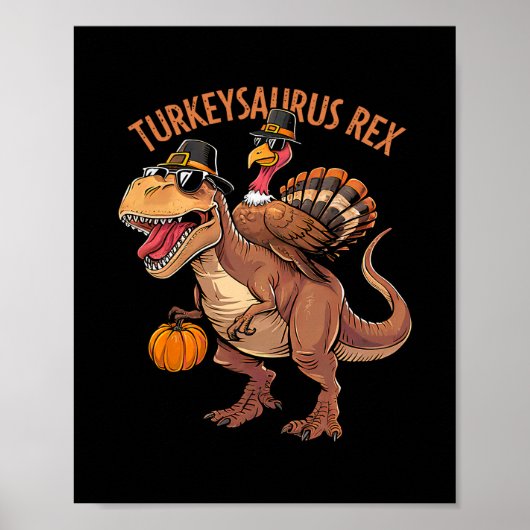 Truthahn Saurus Rex Truthahn Dino Erntedankfest Kl Poster (Vorne)