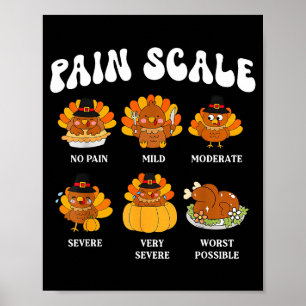 Truthahn-Schmerzskala Lustiger Thanksgiving-Kranke Poster