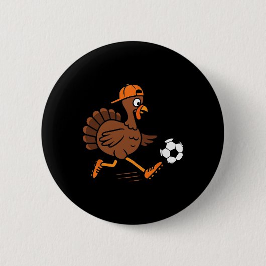 Truthahn spielt Fußball Thanksgiving Truthahn Kind Button (Vorderseite)