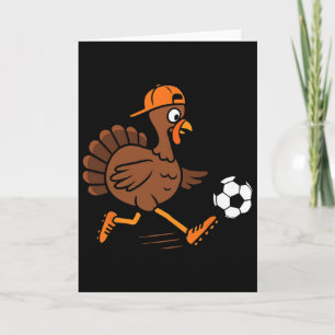 Truthahn spielt Fußball Thanksgiving Truthahn Kind Karte