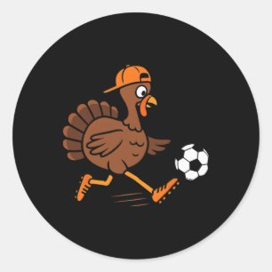 Truthahn spielt Fußball Thanksgiving Truthahn Kind Runder Aufkleber