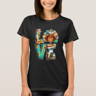 Truthahn Stethoskop Krankenschwester Erntedankfest T-Shirt