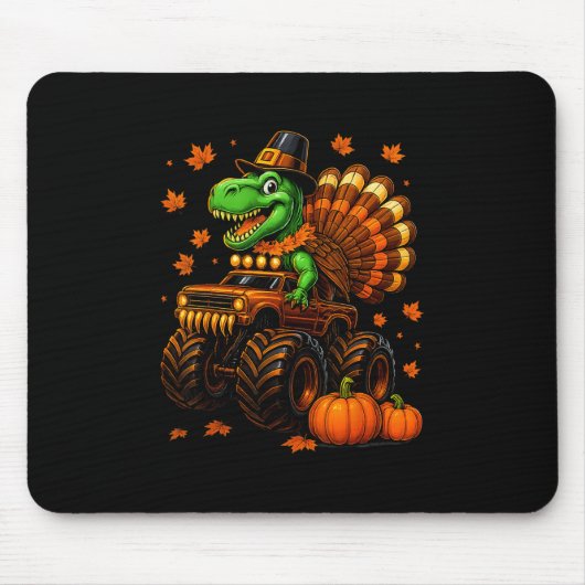 Truthahn Trex Monstertruck Dinosaur Herbst Thanksg Mousepad (Vorne)