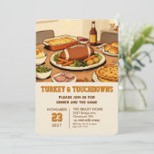 Truthahn und Touchdowns Dinner-Einladung Einladung (Stehend Vorderseite)