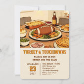 Truthahn und Touchdowns Dinner-Einladung Einladung (Vorderseite)