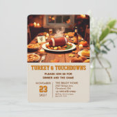 Truthahn und Touchdowns Dinner-Einladung Einladung (Stehend Vorderseite)