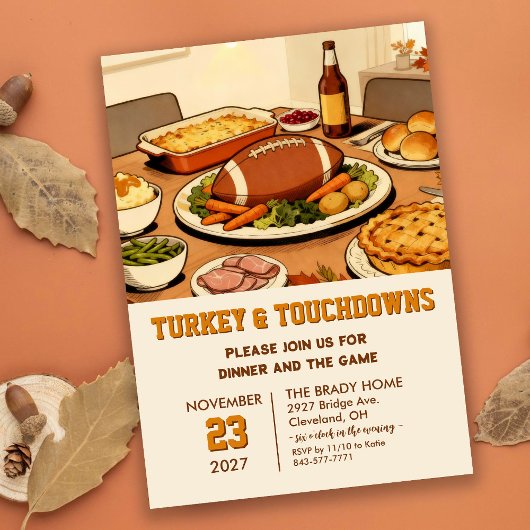 Truthahn und Touchdowns Dinner-Einladung Einladung