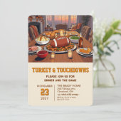 Truthahn und Touchdowns Dinner-Einladung Einladung (Stehend Vorderseite)