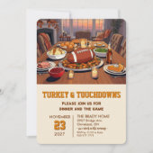 Truthahn und Touchdowns Dinner-Einladung Einladung (Vorderseite)