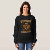 Truthahn und Touchdowns Erntedankfest Sweatshirt (Vorne ganz)