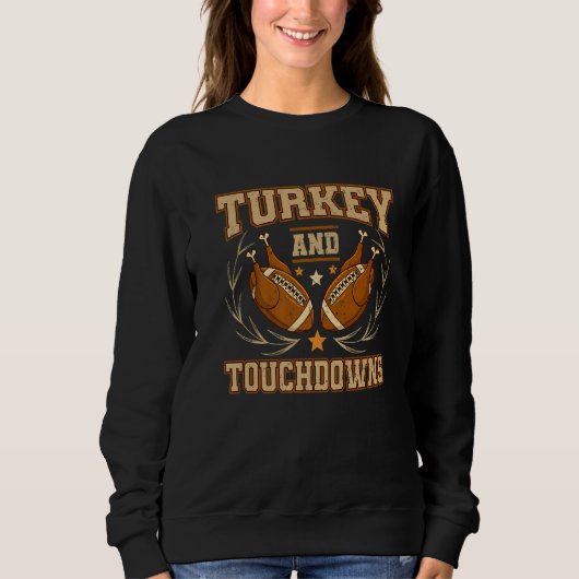 Truthahn und Touchdowns Erntedankfest Sweatshirt (Vorderseite)