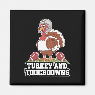 Truthahn und Touchdowns Football Thanksgiving-Mann Magnet