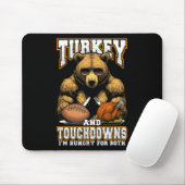 Truthahn und Touchdowns Lustiger hungriger Thanksg Mousepad (Mit Mouse)
