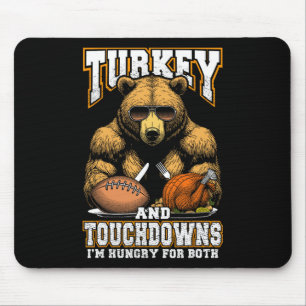 Truthahn und Touchdowns Lustiger hungriger Thanksg Mousepad