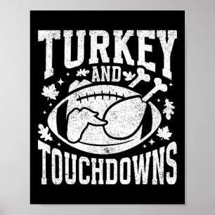 Truthahn und Touchdowns Lustiges Erntedankfest Fuß Poster