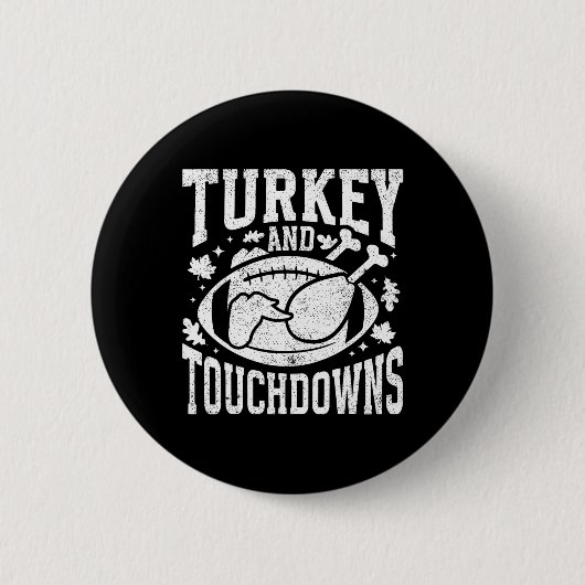 Truthahn und Touchdowns Lustiges Thanksgiving-Foot Button (Vorderseite)