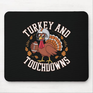 Truthahn und Touchdowns Lustiges Thanksgiving-Foot Mousepad