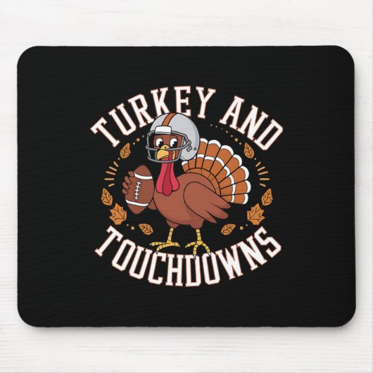 Truthahn und Touchdowns Lustiges Thanksgiving-Foot Mousepad (Vorne)