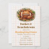 Truthahn und Touchdowns Thanksgiving-Essen Einladung (Vorderseite)