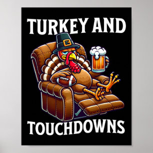 Truthahn und Touchdowns Thanksgiving Football Dad Poster