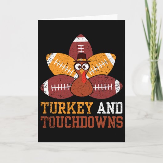 Truthahn und Touchdowns Thanksgiving Footll Kinder Karte (Vorderseite)