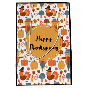 Truthahn- und Vogelscheuchen-Thanksgiving-Muster Mittlere Geschenktüte
