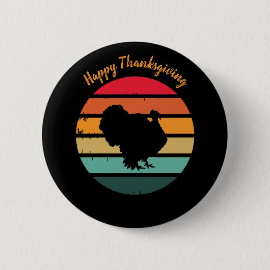 Truthahn-Vogel-Thanksgiving-Distressed-Vintage-Son Button (Vorderseite)