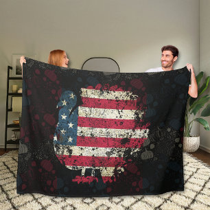 Truthahn zum Erntedankfest mit amerikanischer Flag Fleecedecke