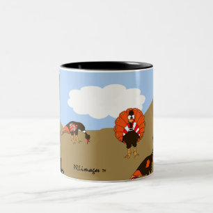 Truthähne in der Herbst-Tasse Zweifarbige Tasse