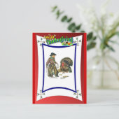 Truthahnenfänger im Cowboy-Stil Feiertagspostkarte (Stehend Vorderseite)