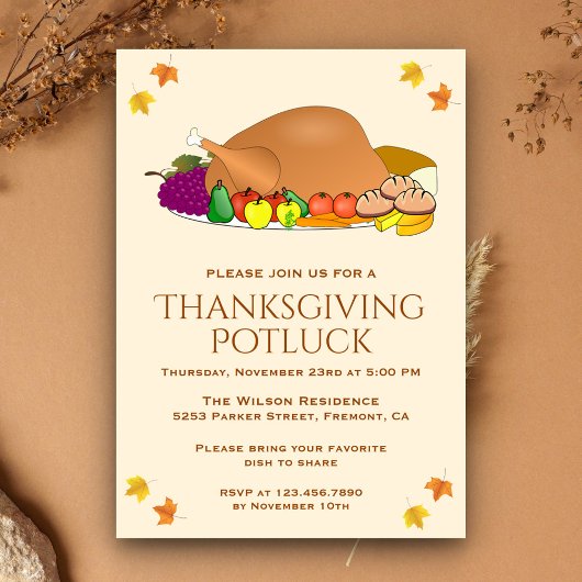 Truthahnfest | Thanksgiving Potluck-Einladung Einladung