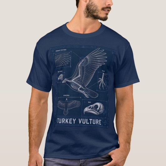 Truthahngeier Anatomie Blueprint T-Shirt (Vorderseite)