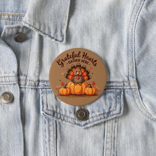 Truthahnsfest mit dankbaren Herzen Button (Beispiel)